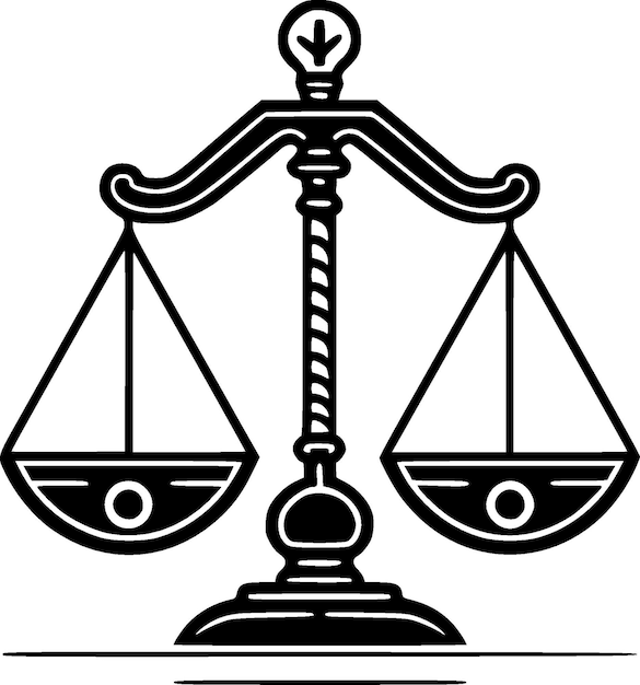 Vecteur illustration vectorielle en noir et blanc de la justice