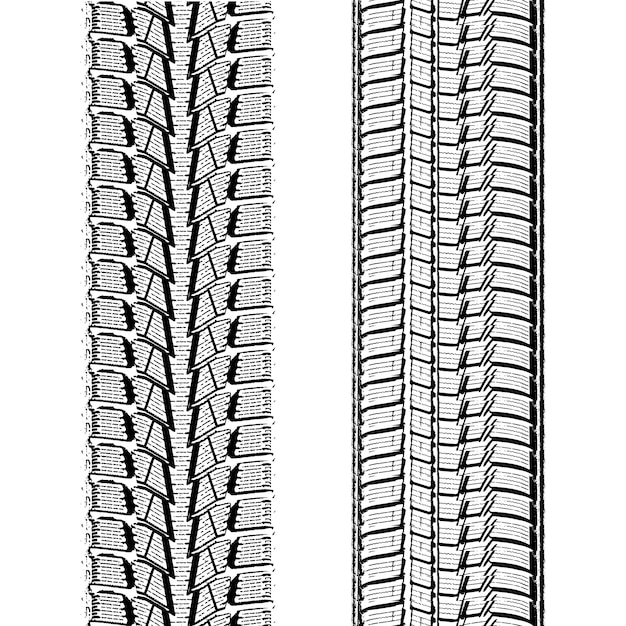 Illustration Vectorielle Noir Et Blanc De Traces De Pneus De Voiture Sur Fond Blanc