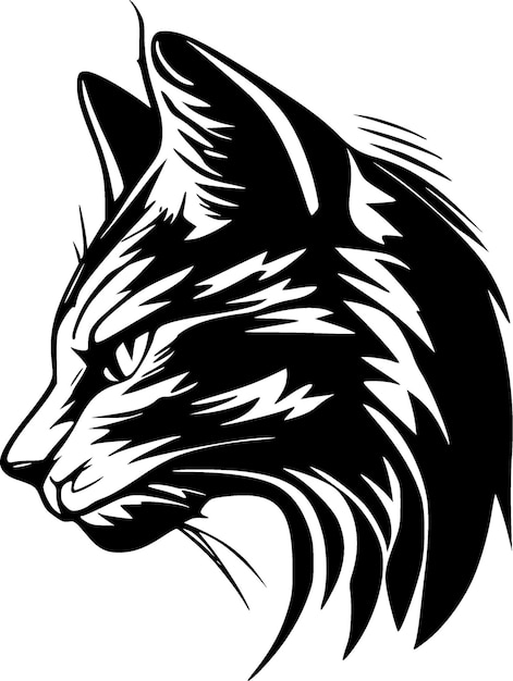 Vecteur illustration vectorielle noir et blanc wildcat