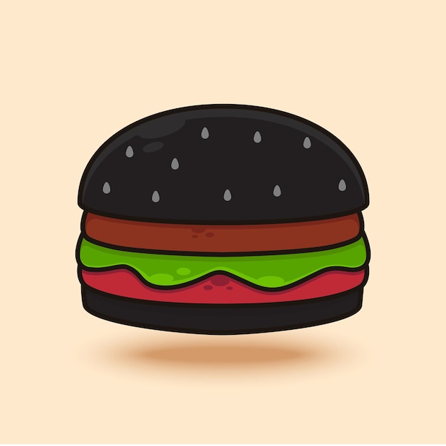 Illustration Vectorielle De Nourriture Burger Noir