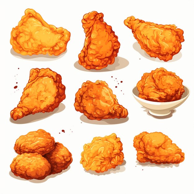 Illustration Vectorielle Nourriture Poulet Repas Croustillant Rapide Chaud Délicieux Restaurant Viande Frite Ta