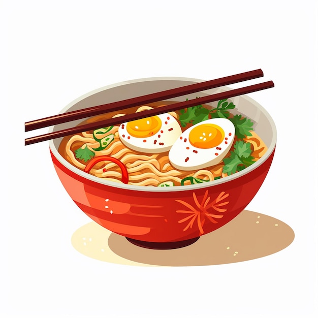 illustration vectorielle de nourriture ramen restaurant asiatique design de nouilles menu délicieux repas graphique