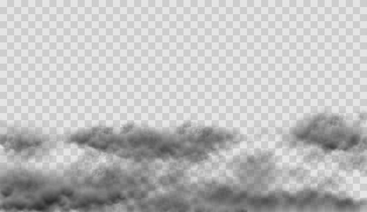 Vecteur illustration vectorielle de nuages de fumée noirs sur fond transparent