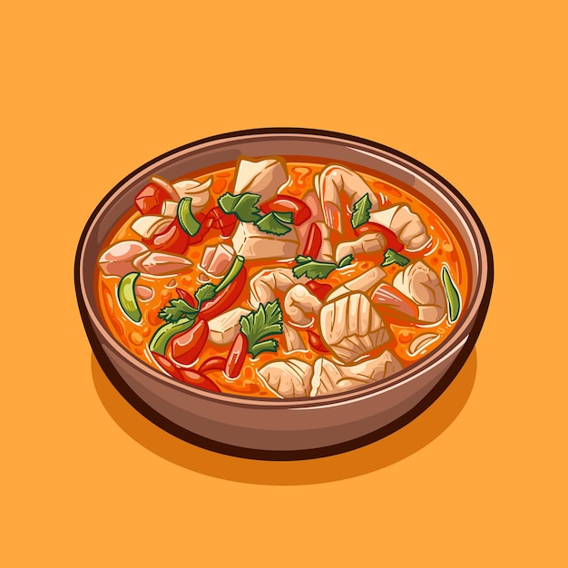 Illustration vectorielle numérique de la cuisine brésilienne MOQUECA BAIANA