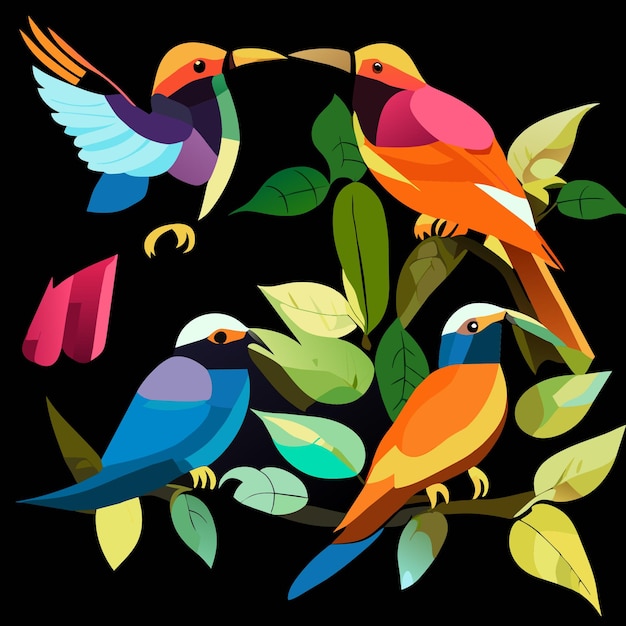 Vecteur illustration vectorielle des oiseaux de la jungle