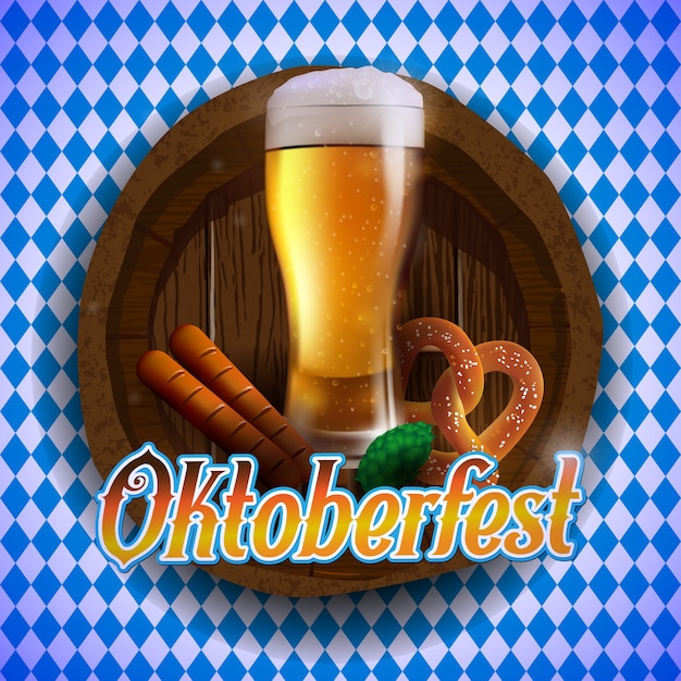 Illustration Vectorielle Oktoberfest Sur Fond Blanc Bleu.