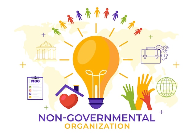 Vecteur illustration vectorielle d'une ong ou d'une organisation non gouvernementale pour répondre à des besoins sociaux et politiques spécifiques
