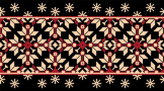 Vecteur illustration vectorielle d'ornement de modèle sans couture folk ukrainien. ornement ethnique. élément de bordure. motif de broderie tricoté traditionnel ukrainien, art populaire biélorusse - vyshyvanka.