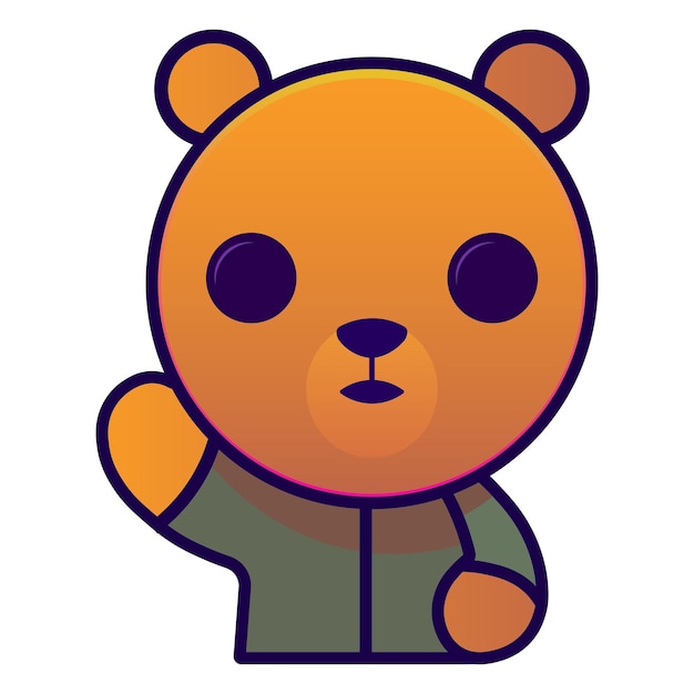 Illustration vectorielle d'ours Logo de style dessin animé plat Icône d'ours mignon Icône de la nature animale isolée