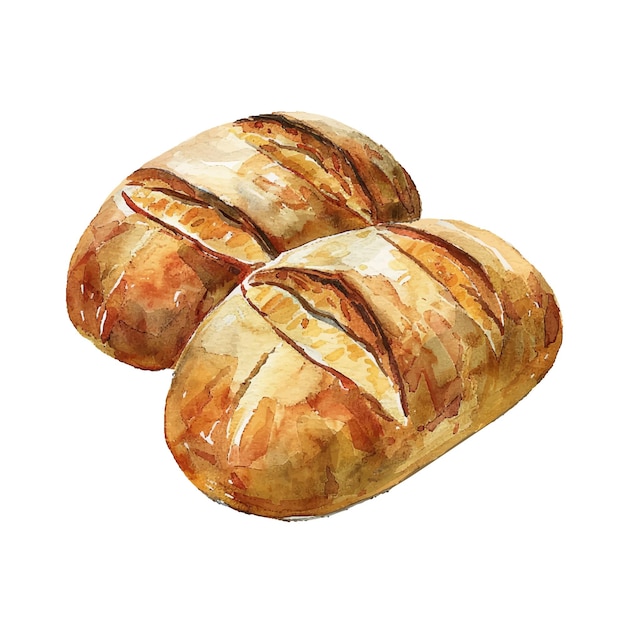 Illustration Vectorielle De Pain Au Levain Dans Le Style De L'aquarelle