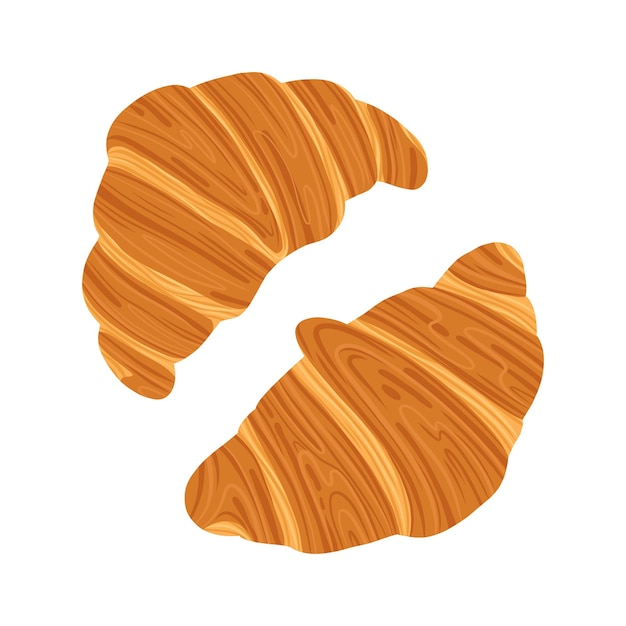 Illustration vectorielle d'une paire de croissants français croustillants rouges, pâtisseries appétissantes fraîches