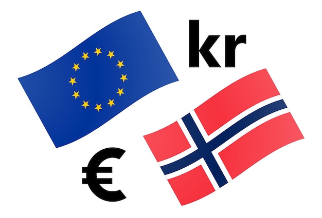 Illustration Vectorielle De La Paire De Devises Forex Eurnok. Drapeau De L'ue Et De La Norvège, Avec Le Symbole De L'euro Et De La Couronne.