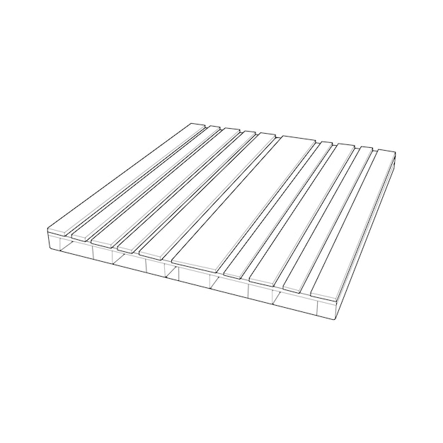 Vecteur illustration vectorielle de palette en bois sur fond blanc conteneur en bois de contour isométrique isolé palette en bois de contour vectoriel isométrique