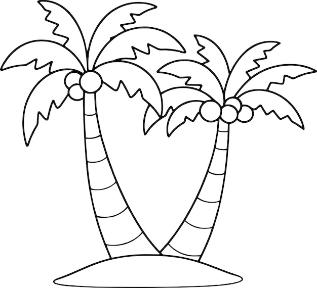 Vecteur illustration vectorielle de palmier contour noir et blanc palm livre de coloriage ou page pour les enfants