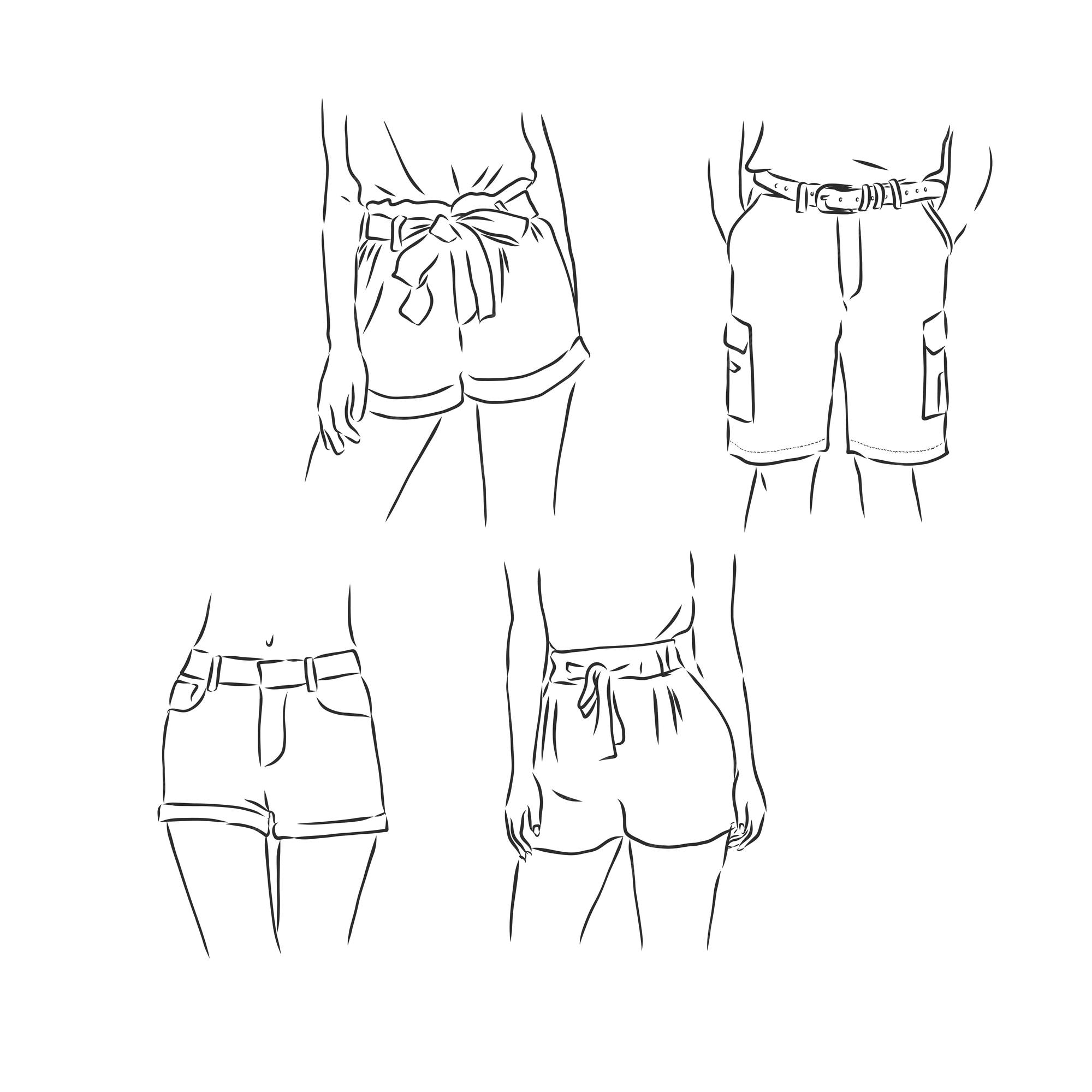Illustration Vectorielle De Pantalons Vues De Face Et De Côté Shorts Vector Illustration De Croquis | Vecteur Premium Illustration Vectorielle De Pantalons Vues De Face Et De Côté Shorts Vector Illustration De Croquis | Vecteur Premium