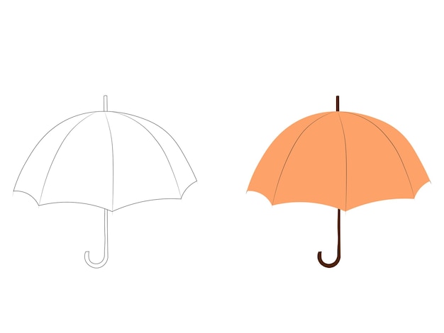 Vecteur illustration vectorielle d'un parapluie ouvert dans un style plat et contour