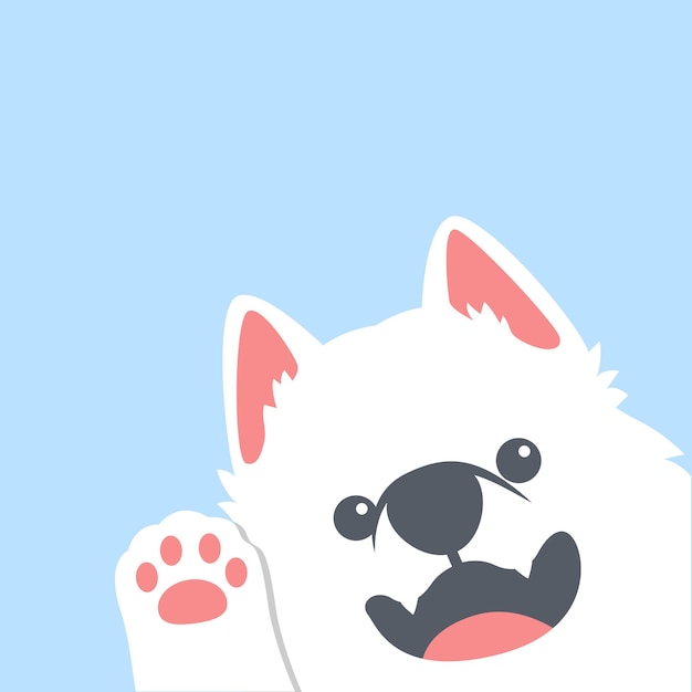 Vecteur illustration vectorielle de la patte agitée d'un mignon chien samoyé