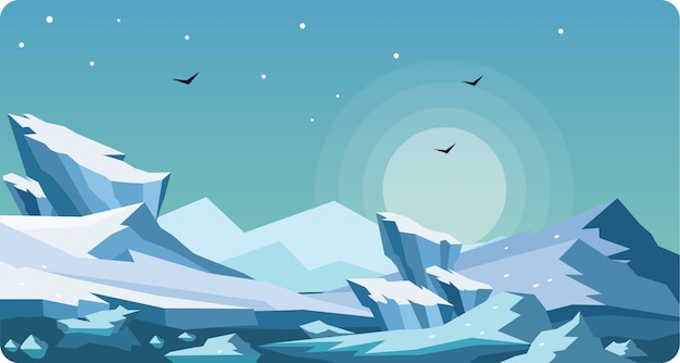 Illustration Vectorielle De Paysage Arctique D'hiver