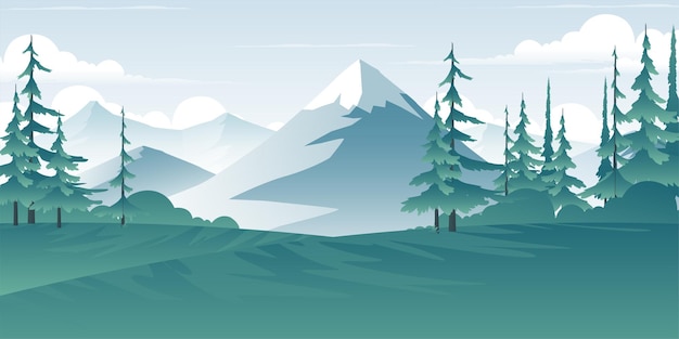 Illustration vectorielle de paysages de montagne et de forêt