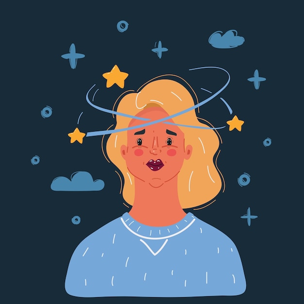 Illustration vectorielle de la pensée de la femme Pensées confuses dans le noir