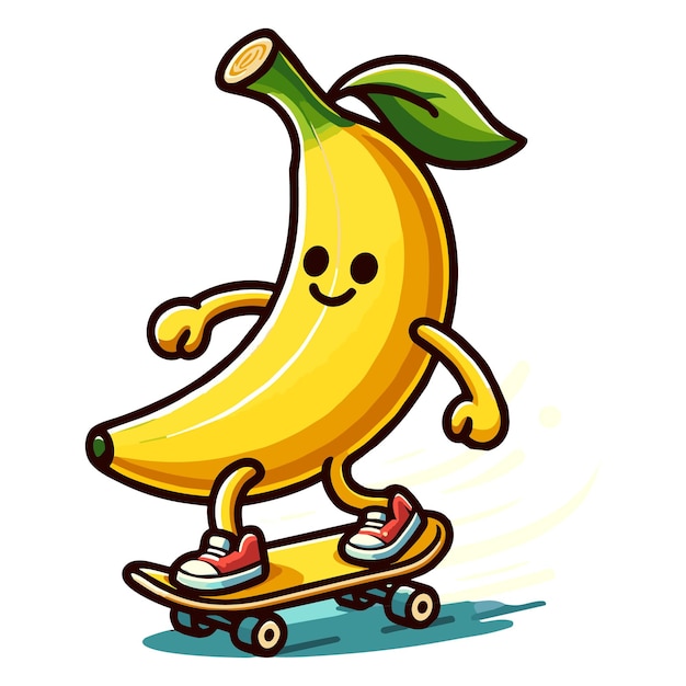 Vecteur illustration vectorielle de personnage de banane pour le skateboard