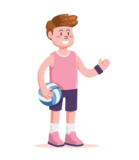 Vecteur illustration vectorielle de personnage de dessin animé de joueur de volley-ball