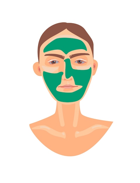 Vecteur illustration vectorielle le personnage est un homme avec un masque cosmétique vert sur son visage