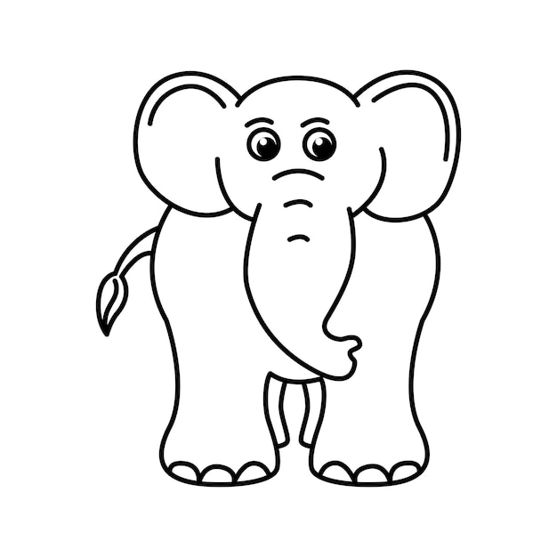 Illustration Vectorielle De Personnages De Dessins Animés D'éléphants Mignons Pour Livre De Coloriage Pour Enfants