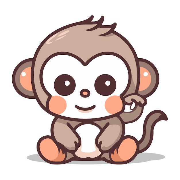 Illustration vectorielle de personnages de dessins animés de singes mignons Mascotte de singes mignons