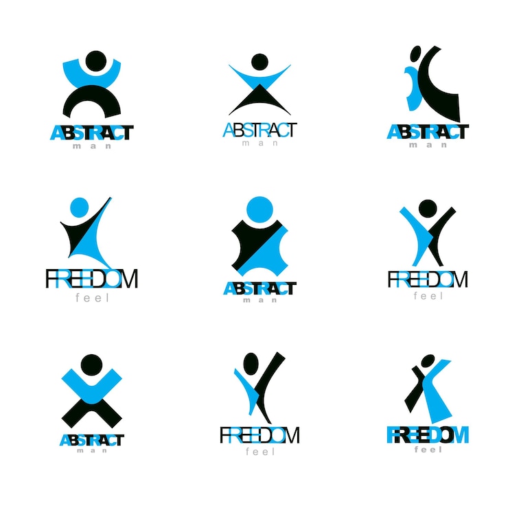 Vecteur illustration vectorielle d'une personne abstraite excitée avec les mains levées. logo conceptuel de la liberté.