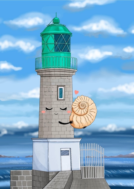 Illustration Vectorielle De Phare Mignon Personnage