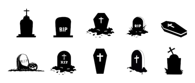 Illustration vectorielle de pierre tombale effrayante Pierre tombale RIP pour le cimetière d'Halloween ou les croix de pierre tombale