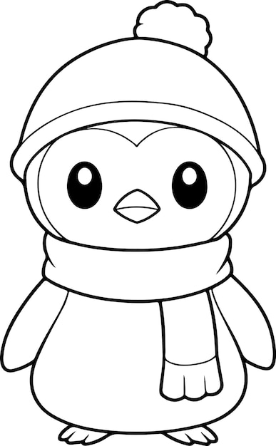 Illustration vectorielle de pingouin Livre de coloriage noir et blanc ou page pour enfants