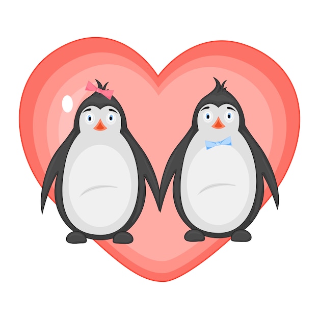 Illustration Vectorielle Avec Des Pingouins Le Jour De La Saint-valentin