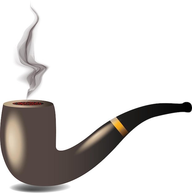 Vecteur illustration vectorielle de pipe à fumer classique avec de la fumée