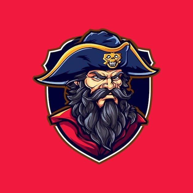 Illustration vectorielle de pirates de conception de logo de style Esport