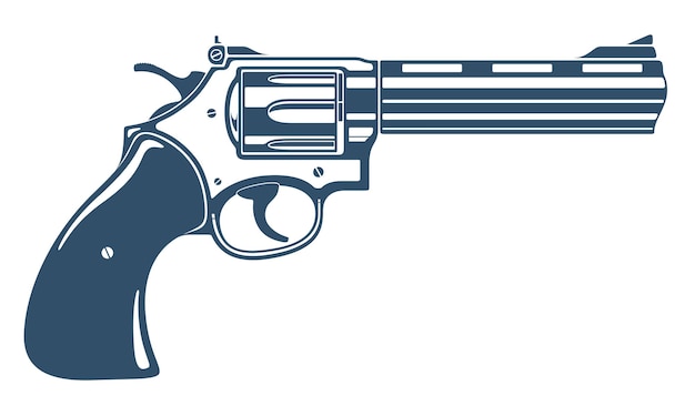 Illustration vectorielle de pistolet revolver, arme de poing détaillée isolée sur fond blanc.