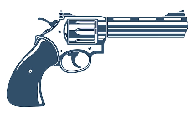 Illustration Vectorielle De Pistolet Revolver, Arme De Poing Détaillée Isolée Sur Fond Blanc.