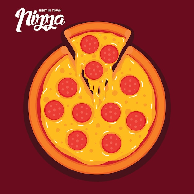 Illustration Vectorielle De Pizza Au Pepperoni Savoureux