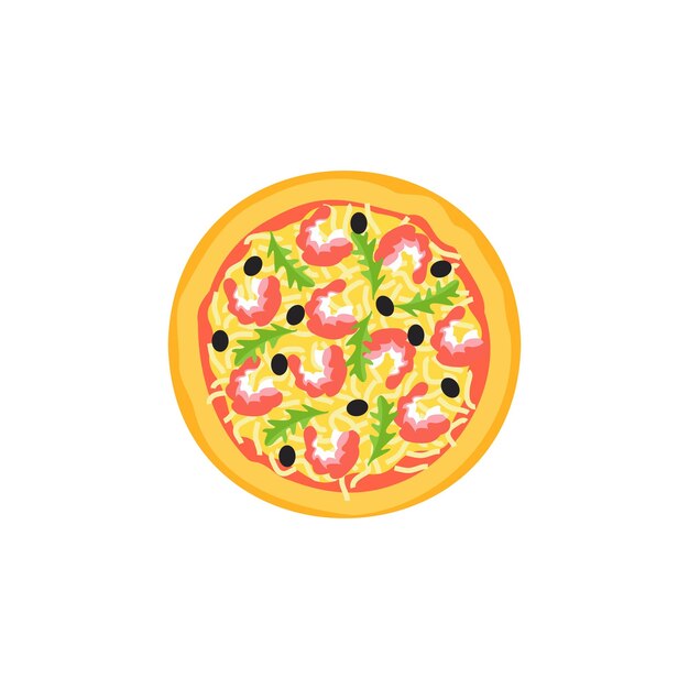 illustration vectorielle de pizza sur fond isolé Restauration rapide italienne traditionnelle Repas vue de dessus Snack européen