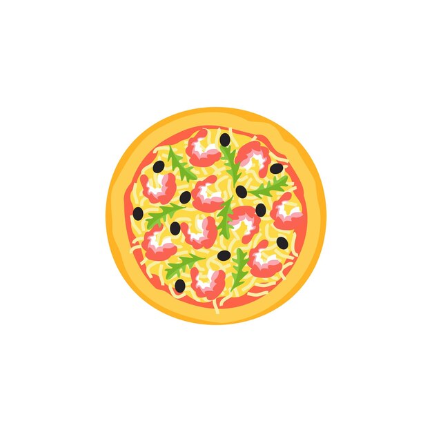 illustration vectorielle de pizza sur fond isolé Restauration rapide italienne traditionnelle Repas vue de dessus Snack européen