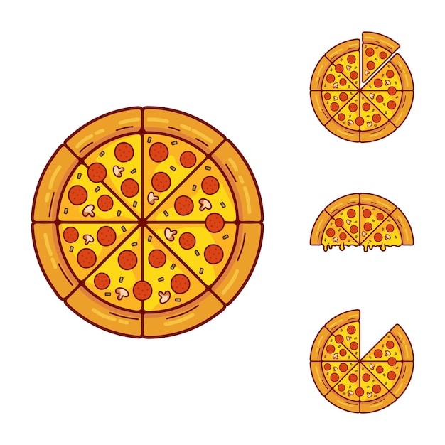 illustration vectorielle d'une pizza avec des tranches de pepperoni pizza italienne illustration vectorielle