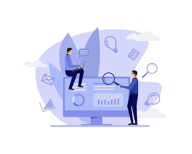 Illustration vectorielle plane de concept d'analyse commerciale