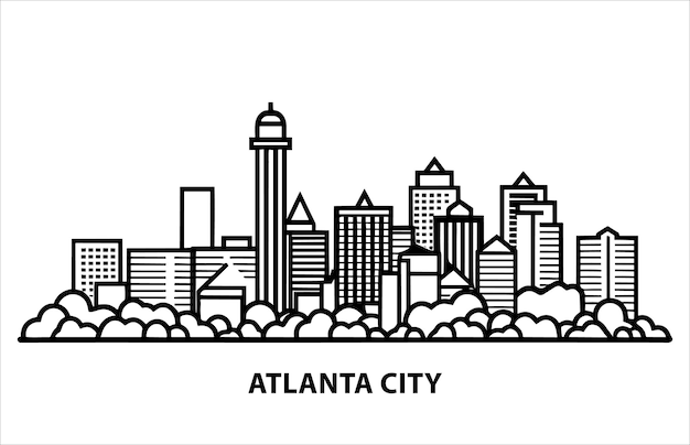 Illustration vectorielle plane de la ville d'Atlanta Skyline de la ville d'Atlanta