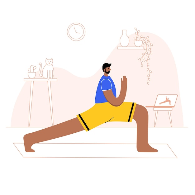 Illustration Vectorielle Plane Yoga Mode De Vie Sain