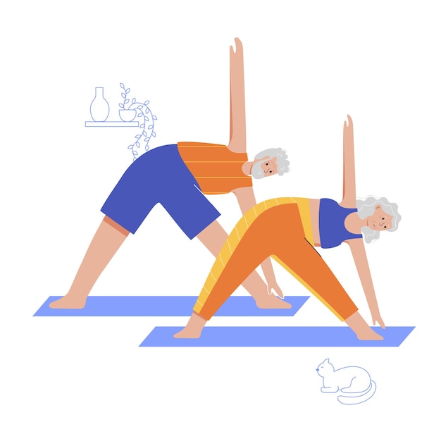 Illustration Vectorielle Plane Yoga Mode De Vie Sain