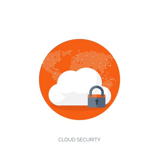Illustration vectorielle plat cloud computing fond données stockage réseau technologie multimédia