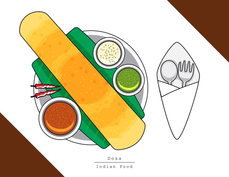 Illustration vectorielle plat de cuisine indienne isolé sur la vue de dessus de table
