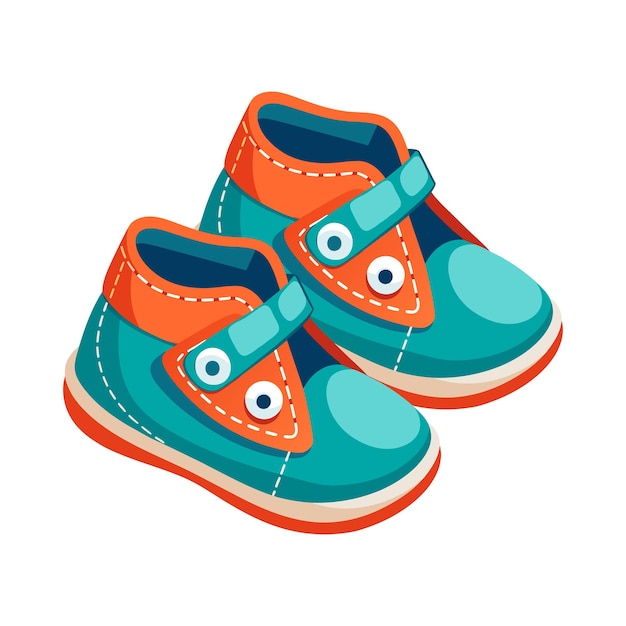 Vecteur illustration vectorielle plate de chaussures pour bébés sur fond blanc