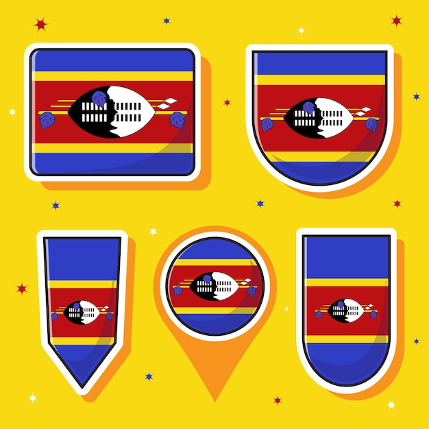 Vecteur illustration vectorielle plate du drapeau national d'eswatini avec de nombreuses formes à l'intérieur